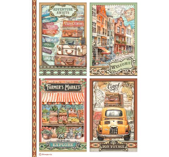 Motif straw silk "Art of Travelling"