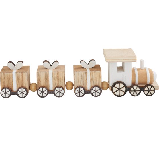 Miniatuur houten trein, met 3 geschenkwagons
