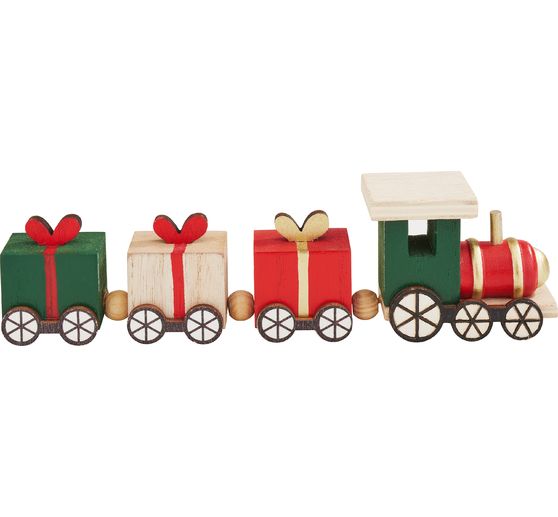Miniatuur houten trein, met 3 geschenkwagons