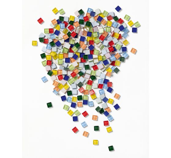 Glas-Mosaiksteine Mix, farbig sortiert