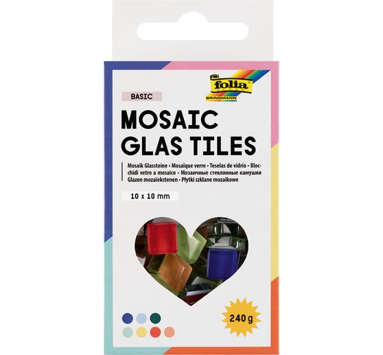 Glas-Mosaiksteine Mix, farbig sortiert