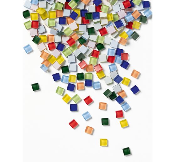 Glas-Mosaiksteine Mix, farbig sortiert