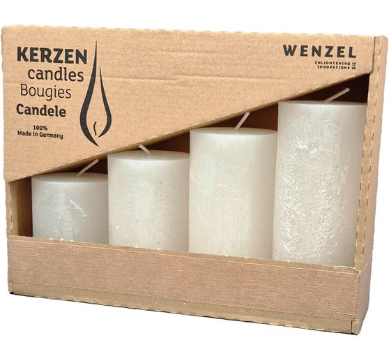 Adventskaarsen "Rustic", gelaagd, set van 4