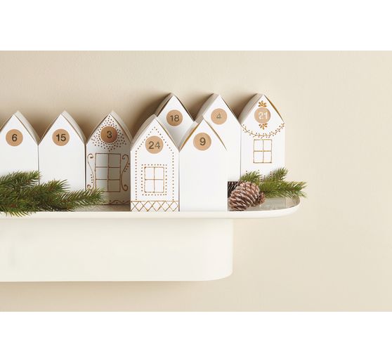 Adventskalender kartonnen huisjes