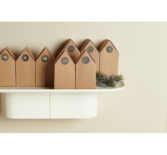 Adventskalender kartonnen huisjes
