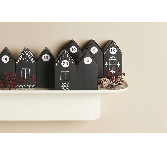 Adventskalender kartonnen huisjes