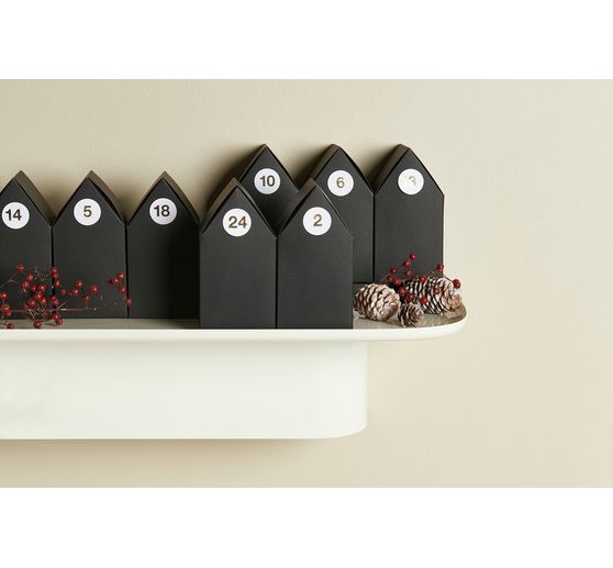 Adventskalender kartonnen huisjes