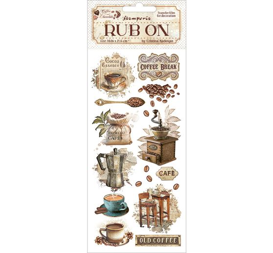 Feuille de décalcomanies Rub On « Coffee and Chocolate »
