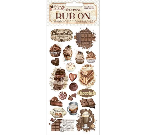 Feuille de décalcomanies Rub On « Coffee and Chocolate »