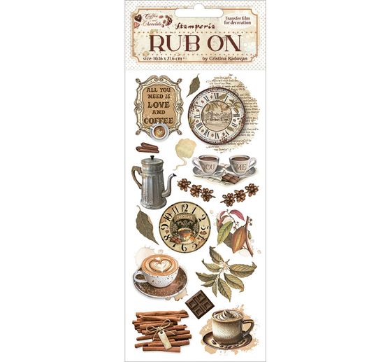Feuille de décalcomanies Rub On « Coffee and Chocolate »
