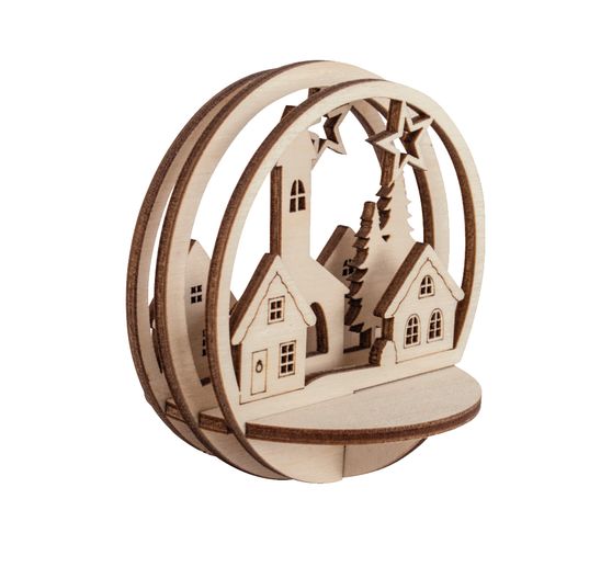 Houten stok motief "Huizen