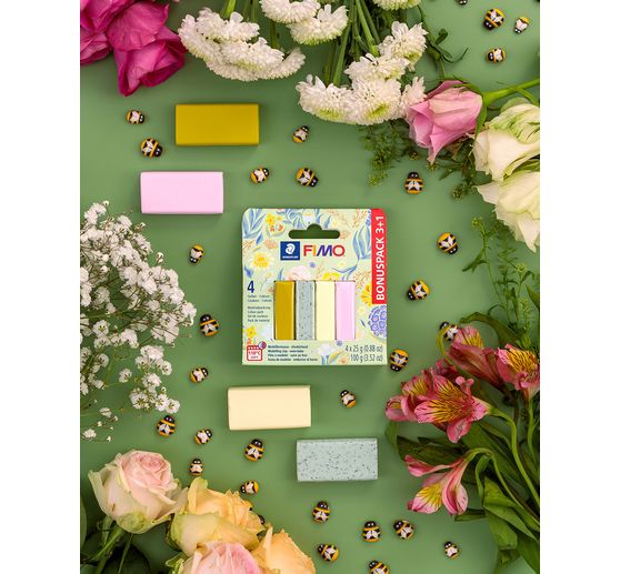 FIMO soft material pack "Pastell and Botanical", 4 colours