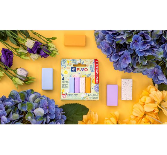 FIMO soft material pack "Pastell and Botanical", 4 colours