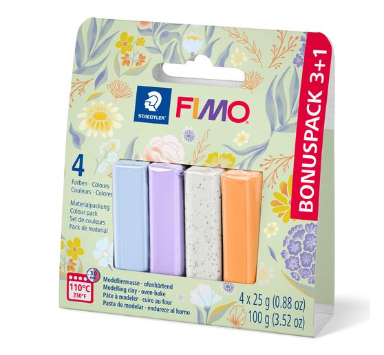 FIMO soft material pack "Pastell and Botanical", 4 colours