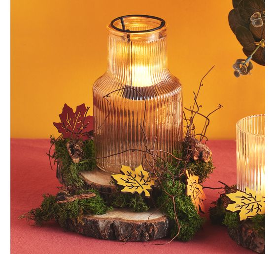 VBS Glass hurricane with metal insert for tealight, Taupe