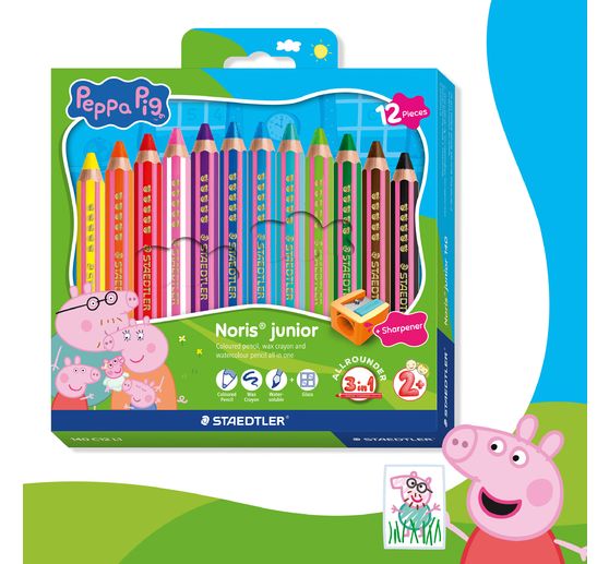 Noris junior Kinderbuntstifte "Peppa Pig", + 1 Anspitzer