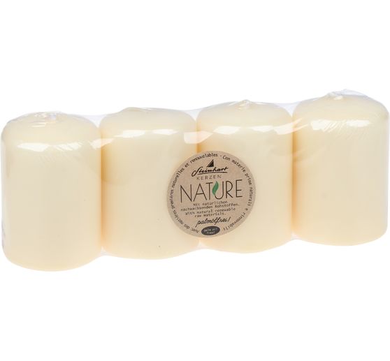 Stumpenkerzen "Nature", 4er-Pack