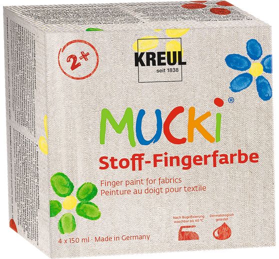 Peinture au doigt pour textile MUCKI, set de 4