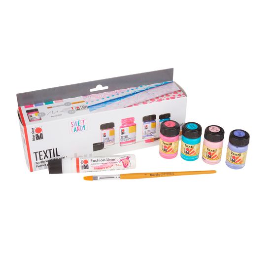 Set Peinture pour tissu Marabu « Sweet Candy », 4 x 15 ml