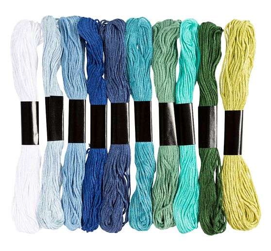 Assortiment de fils &agrave; broder, 1 mm, 10 couleurs de 8 m chacune