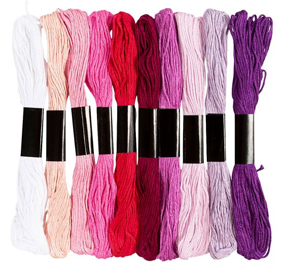 Assortiment de fils &agrave; broder, 1 mm, 10 couleurs de 8 m chacune