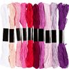 Assortiment de fils &agrave; broder, 1 mm, 10 couleurs de 8 m chacune Harmonie en Lilas/Rose
