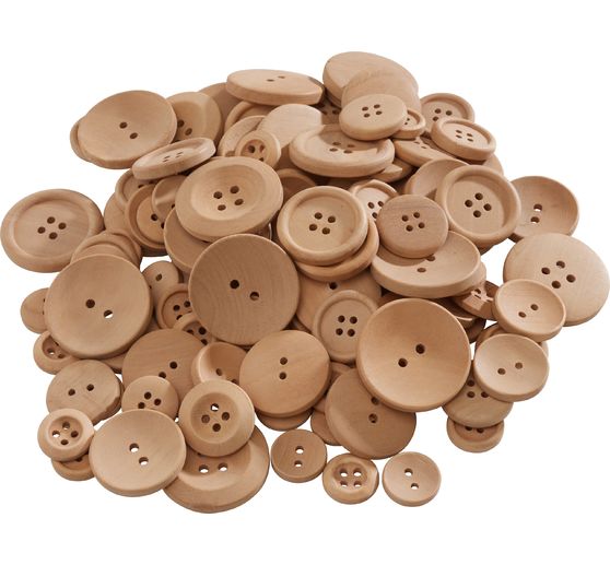 VBS Wooden buttons "Size Mix", 100 g