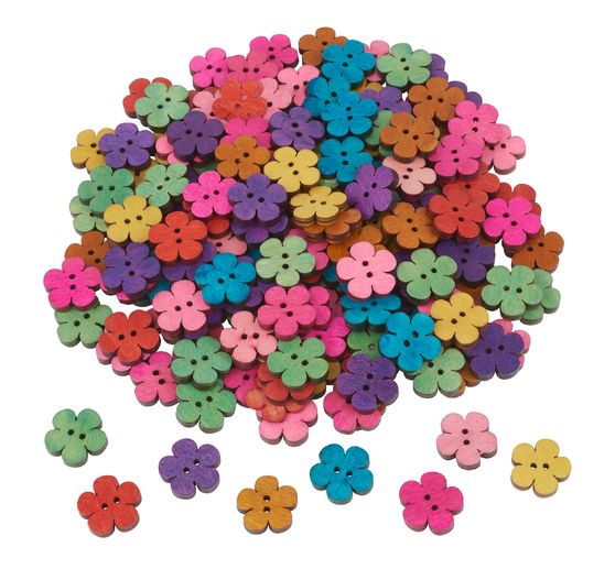 VBS Wooden buttons "Flowers", 160 pcs.