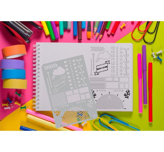 Pochoir pour bullet journal « Setups », format 12 x 18 cm
