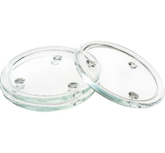 Dessous de bougie en verre VBS, 3 pc., Ø 13 / 10,5 cm