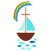 Wasmotief "Zeilboot met Regenboog"