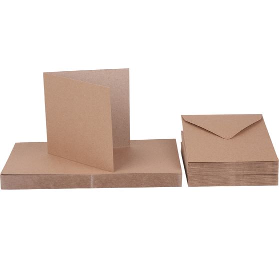 Dubbele kaarten met enveloppen "Kraftpapier", 12,5 x 12,5 cm, 50 stuks