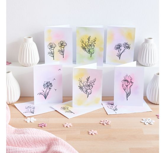 Dubbele kaarten met enveloppen "DIN A6", 50 stuks