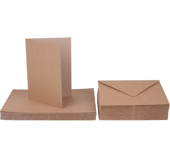 Dubbele kaarten met enveloppen "Kraftpapier", 18 x 13 cm, 50 stuks