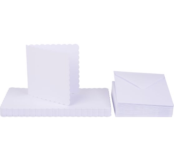 Dubbele kaarten met enveloppen "Golvende rand", 12,5 x 12,5 cm, 50 stuks