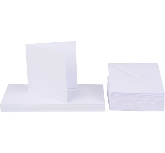 Dubbele kaarten met enveloppen "Wit", 10 x 10 cm, 50 stuks