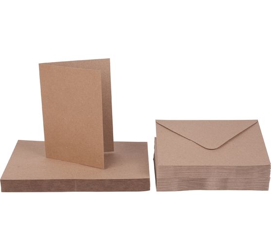 Dubbele kaarten met enveloppen "Kraftpapier", DIN A6, 50 stuks