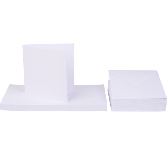 Cartes doubles avec enveloppes « Blanc », 12,5 x 12,5 cm, 50 pc.