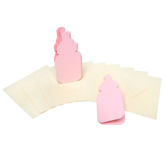 Double cards with envelopes "Baby bottle", 20 pcs.