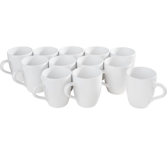 VBS Kaffeebecher "Bauchig", 12 Stück, ca. Ø 8,5 x 9,5 cm, Weiß, Keramik