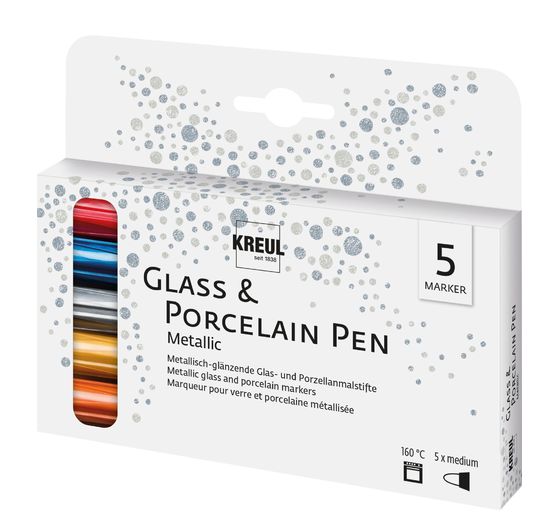 KREUL Glass & Porcelain Pen "Metallic", set of 5