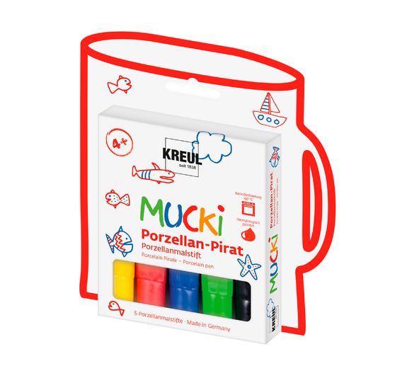 Mucki porseleinen piraat, porseleinen verfstift, set van 5