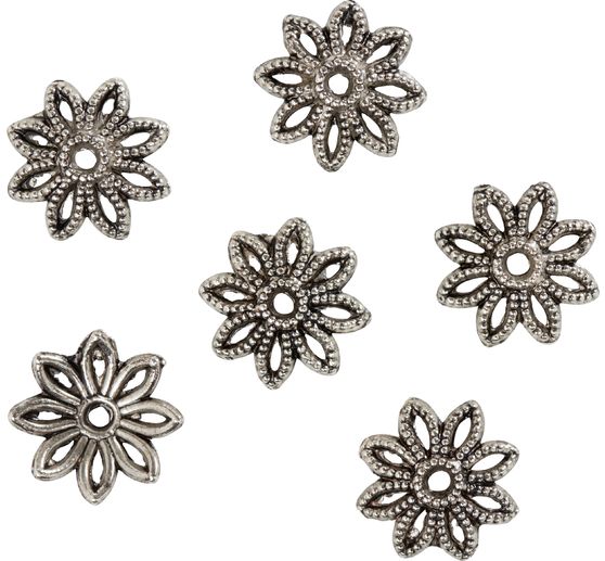 Calottes déco pour perles « Fleurs 1 », 6 pc.