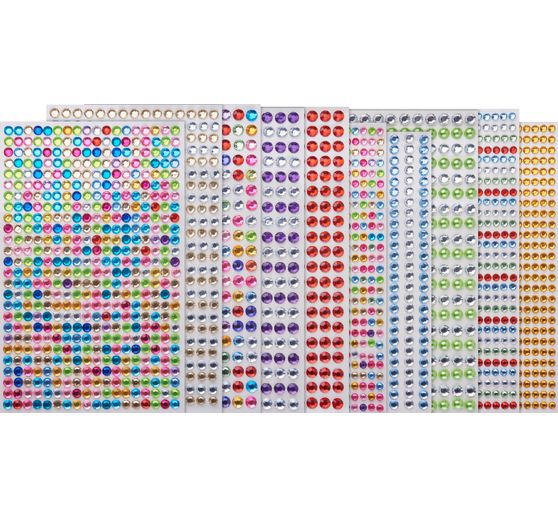 Assortiment de strass autocollants, Ø 4-6 mm