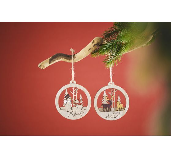 VBS Anhänger "Schneemänner und Rentiere", 2er-Set