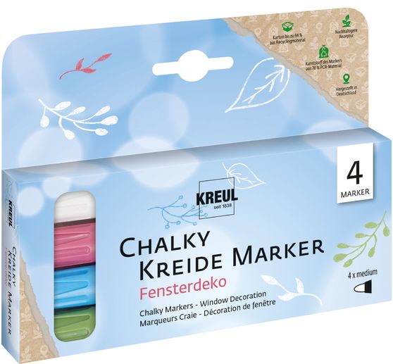 Marqueurs à la craie Chalky « Décoration de fenêtres » KREUL,set de 4