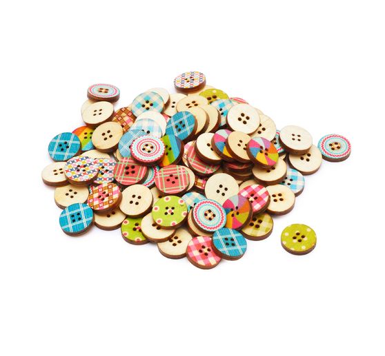 VBS Wooden buttons "Fashion Mix", 100 pieces