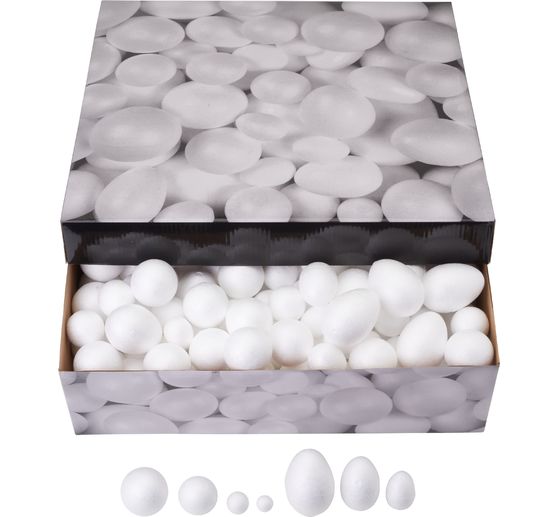 Styrofoam eggs & balls set, 550 pcs