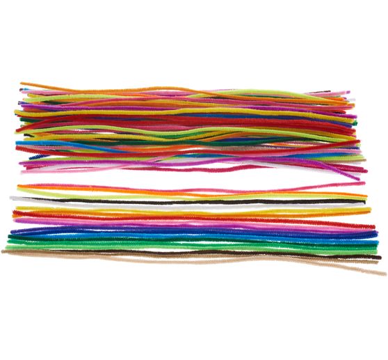 Fils chenille VBS « Assortiment multicolore », 50 cm, 100 pc.