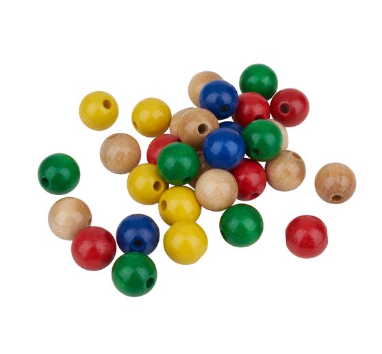 Houten kralen, Ø 12 mm, 30 stuks